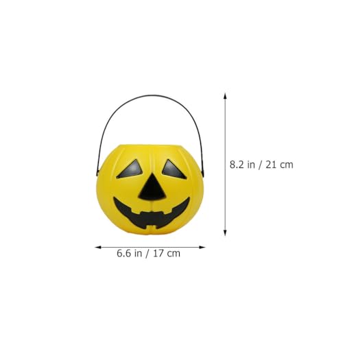 BESTonZON The 3pcs The Party Favor Buckets with Handles Pumpkin Buckets Trick-or-Treat Bucket Pumpkin Design Candy Holder Funny Plastic Barrel Snack Candy Stand PVC