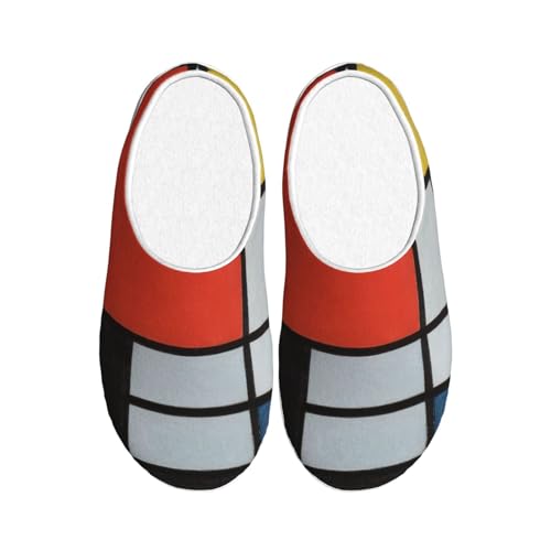 Chaussons d'hiver EdWal imprimé d'art pour homme et femme, pantoufles chaudes en peluche noir taille 39