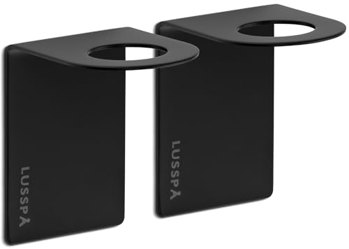 Wall Mount Soap Dispenser Holder, 2 Pack – 304 Stainless Steel, 2.95"×1.97"×2.56", 1.1" Neck Fit, No-Drill Peel & Stick Adhesive, Rustproof, Fits LUSSPA Bottles (Matte Black) - image 1