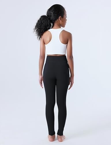 Girls Leggings with Pockets Athletic High Waisted Kids Workout Dance Running Yoga Pants4