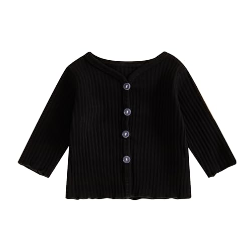 Newborn Baby Girl Ribbed Cardigan Button Up Long Sleeve Knit Jacket Toddler Girl Sweater Cardigan Fall Clothes