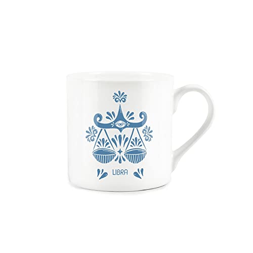 Purely Home Libra Mug - Pale Blue Star Sign - White Bone China Coffee/Tea Present Zodiac Gift