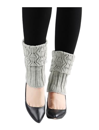 Image of uxcell Women's Knitted Design Solid Warm Thick Knee High Length Ribbed Leg Warmers