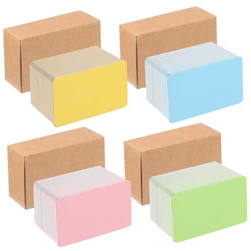 OUNONA 4箱 彩色牛皮紙カード 色 無地メッカード 耐久性クラフト紙 名刺 多用途学習暗記ノート用