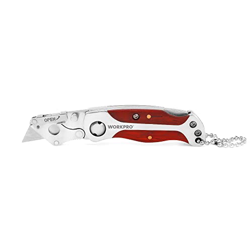 WORKPRO Mini Quick Change Folding Utility Knife, W011012A, Wood