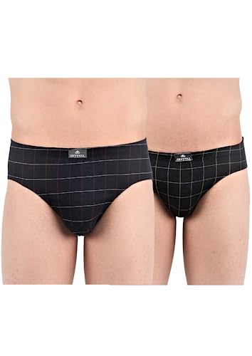 Image of Crystal Italia Brief Men's Super Combed Cotton Checkered Brief with Concealed Waistband | Assorted | (Pack of 2)