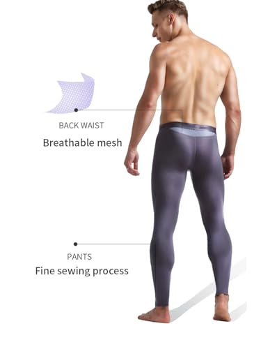 AORGSVI Long Johns for Men, Thermal Underwear with Separate Pouch, Winter Cold Baselayer Warm Bottoms Pants3