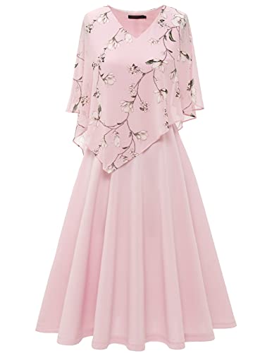 DRESSTELLS Damen Festliche Kleider Abendkleid übergröße Chiffon Cape...