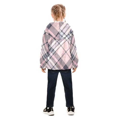 GuoChe Buffalo Plaid Check Tartan Scotland Pink Toddler Girl Fleece Jacket4