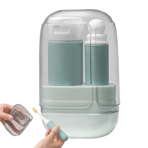 旅行歯ブラシキット - ポータブルホルダーを備えたコンパクトなトイレタリ,ーオーガナイザー、女性向けの軽量バスルーム衛生セット折りたたみ式カップを毎日使用します, (7.65x5.2x12.5cm
