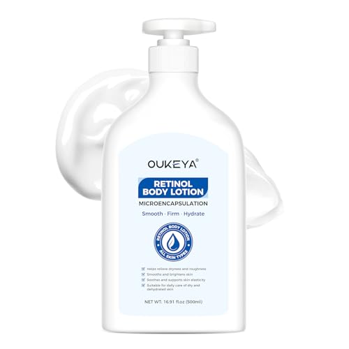 OUKEYA Retinol Body Lotion 500ml, Bodylotion mit Retinol, Retinol Cream und Vitamin E, pflegende Feuchtigkeit für weiche, glatte Haut