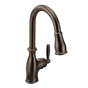 Moen 7185ORB Brantford One Handle Pulldown Kitchen Faucet Featuring Power Boost and Reflex 1 count Oil Rubbed Bronze