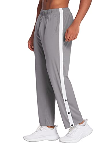 Deyeek Men's Basketball Warm-Up Pants Open Bottom Loose Fit Athletic Sweatpants Wide Leg Jogging Lightweight Sweat Pants Grey #TOP7