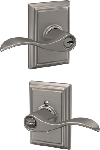Image of SCHLAGE Accent Lever with Addison Trim Keyed Entry Lock in Satin Nickel - F51A Acc 619 ADD (Pack of 8)