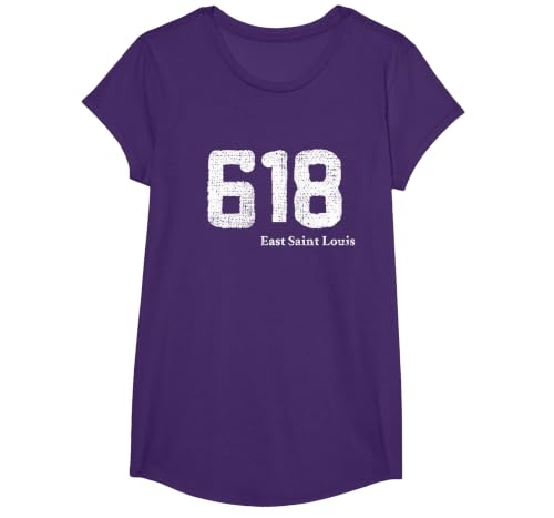 618 Area Code East Saint Louis, Illinois T-Shirt, Girls, Purple, X-Small