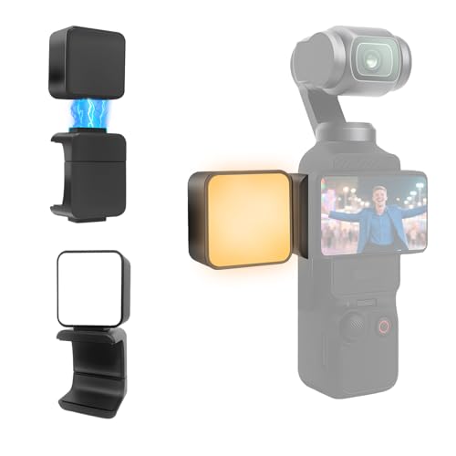 HAFOKOマグネットミニライトDJI対応 Osmo Pocket 3に対応,3段階暖色&寒色調整可能LEDフィルライト,ポケット3用300mAhバッテリー開閉式クリップ、ケース付き、ブログ、自撮り、コンテンツ作成用