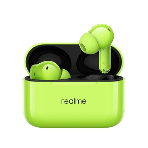 Image of realme Buds T200 TWS Earbuds, Hi-Res Audio, LDAC, IP55 Water Resistant, 12.4mm Dynamic Bass Driver, 32dB ANC, 50h Playback (Green)