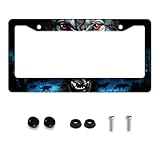 Personalized License Plate Frame Wolf Howling Stainless Steel Accessory Night Forest Animal Holder Funny Car Decorative 2 Holes Screws Fits Us Standard License Plates 12.2 X 6.3 in for Men Women