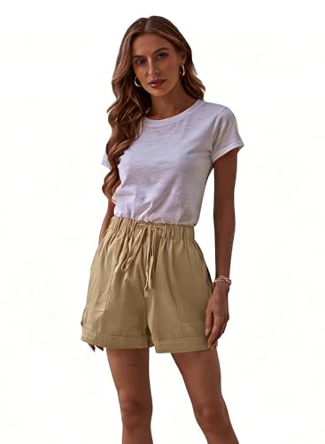 Catálogo para Comprar On-line Pantalones cortos para Mujer Top 10. 44 ZHBDFMS Pantalones Cortos Color Sólido de Cintura para Mujer,Vacaciones de Verano Shorts para Mujer,Adecuado para Vacaciones de Verano en la Playa (MX/US, Alfa, Chico, Regular,...