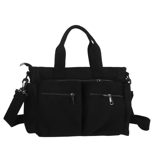Cabas en nylon noir grande capacité Beaupretty avec bandoulière