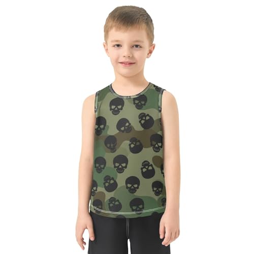 J JOYSAY Skull Camouflage Graphic Khaki Boys Tank Top Sleeveless Muscle Shirts Quick Dry Kids T-Shirts 3-15T2