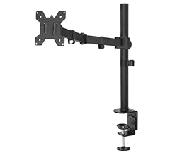 Amazon Basics Bras de support Simple à fixation pour écran Hauteur réglable Acier, Noir