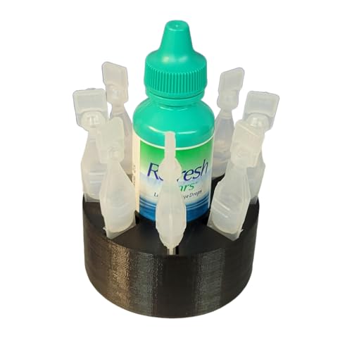 Znet3D Eye Drops Holder - Organizes 8 Single-use Disposable Vials & 1 Eye Drop Bottle - Keep everything together (Black)