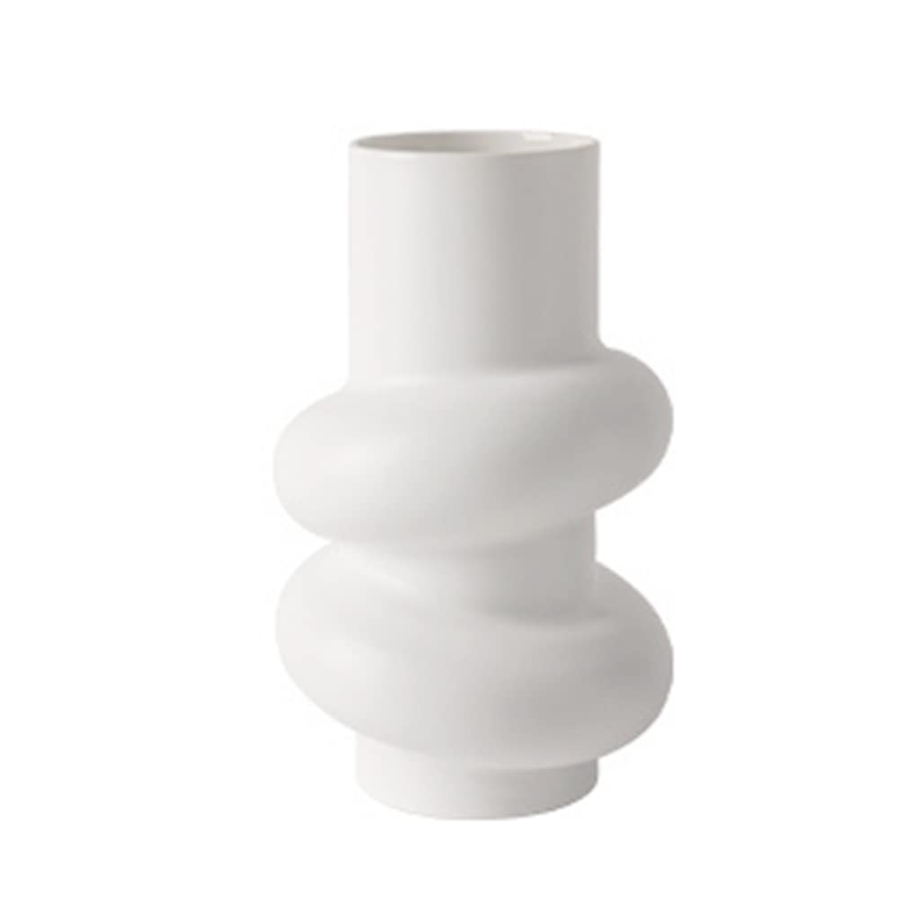 KITCISSL White Flower Vase Geometric Decor Creative Donut Shaped Vase Ceramic Vases for Centerpieces, Vase Modern Decorative Vases for Home Décor, Kitchen, Office or Living Room (Color : B)