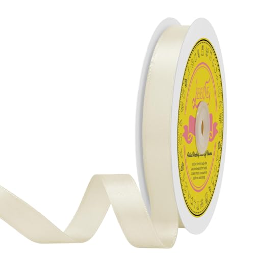 Image of Double Face Antique White Satin Ribbon 5 /8 Inch x 50 Yards Polyester Ribbon for Gift Wrapping Easter Weddings Party Decorations Hair Bows Invitations