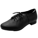 s.lemon Schwarz Leder Tapschuhe Volle Sohle Oxford Steppschuh für Damen Männer Kinder 41