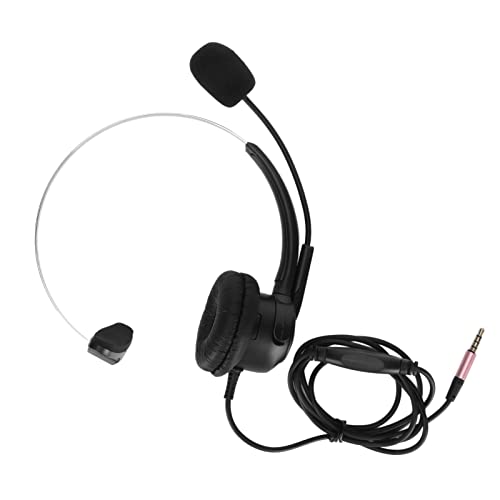 Auriculares Mono de 3,5 Mm, Auriculares de Servicio Al Cliente con Cable Auriculares de Camionero con Micrófono con Cancelación de Ruido para Teléfono Móvil y Portátil