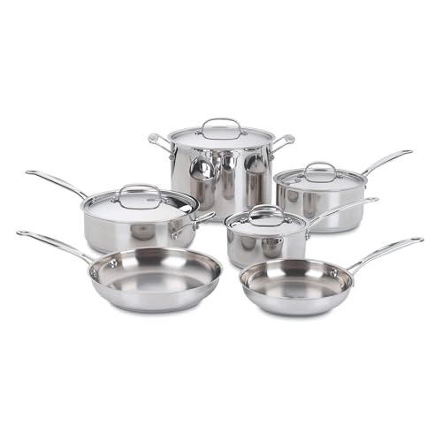 Comparison: Best Cuisinart Classic Pots And Pans 7 Cuisinart 77-10P1 10-Piece Chef's-Classic-Stainless Collection, Cookware Set