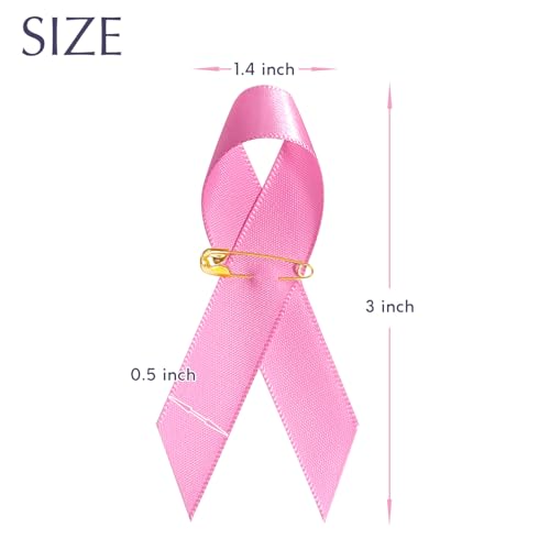 Image of Curvier 100PCS Pink Ribbons Breast Cancer Awareness Satin Lapel Pins for Charity Event Survivor Campaign Welfare Party Supplie