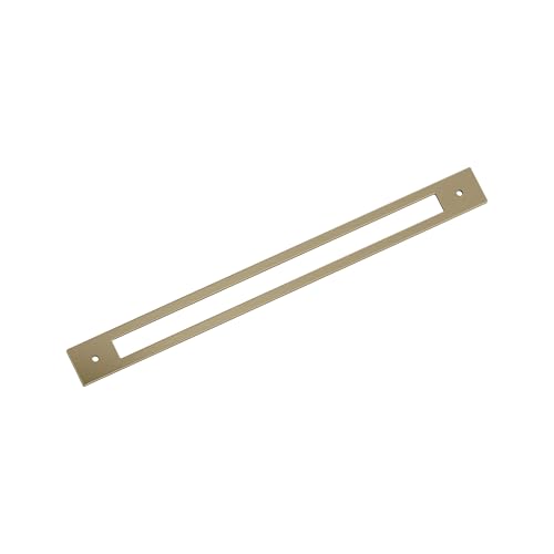 Image of Amerock Medora 12-5 /8 inch Golden Champagne Backplate | Decorative zinc cabinet hardware backplate designed to complement knobs and pulls while protecting cabinet surfaces