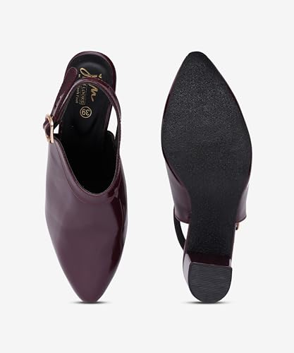 Image of JM LOOKS Glamorous Glossy Patent Finish Slingback Pumps with Thick Block Heel for Bold Fashion Statements