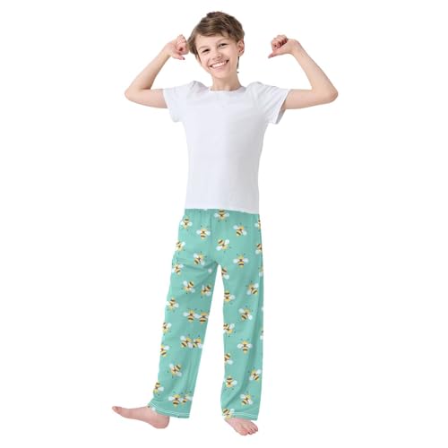 ZZXXB Bee Boys Long Pants Soft Trousers Elastic Waist Kids Lounge Bottoms with Pockets S-XL2