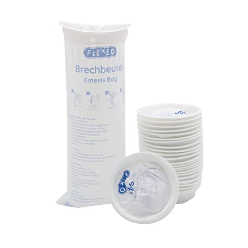 Brechbeutel, 25 Stück/Pkg. 1500 ml, Spuckbeutel Kotztüten Spucktüten, für Kinder und Erwachsene, Einweg Beutel mit Ring für Übelkeit und Erbrechen im Auto und unterwegs Cover