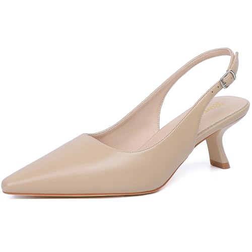 Image of RIBONGZ Sexy Slingback Pumps Elegant Dressy Heels for Women Closed Toe Pointy High Heels Wedding Bride Prom Party Evening Shoes