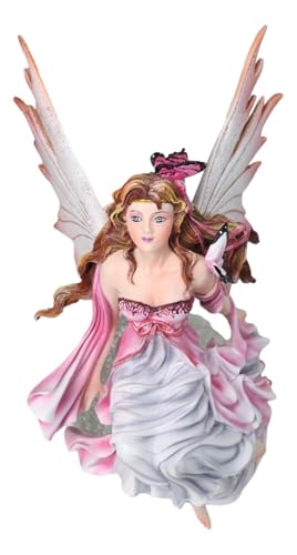 Ebros Daybreak Princess Pink Fuchsia Fairy Sitting On Moon Acrylic Bubble Globe Statue 8.75" Tall Nene Thomas Fantasy Art Angels Fairies Pixies Themed Home Decor Sculpture Figurine