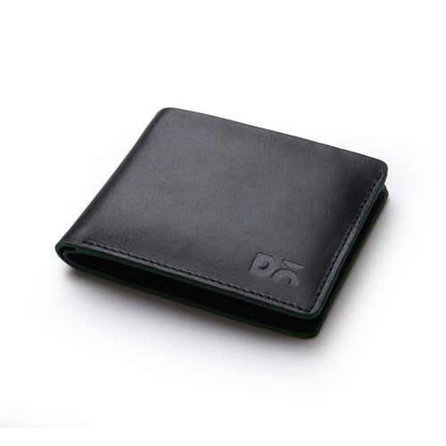 Image of DailyObjects Classic Black Genuine Leather Men's Bi-Fold Wallet with Multiple Card Slots| Cash Compartment| Slim Durable Design| Stylish Everyday Accessory for Securely Carrying Money| Cards| and IDs