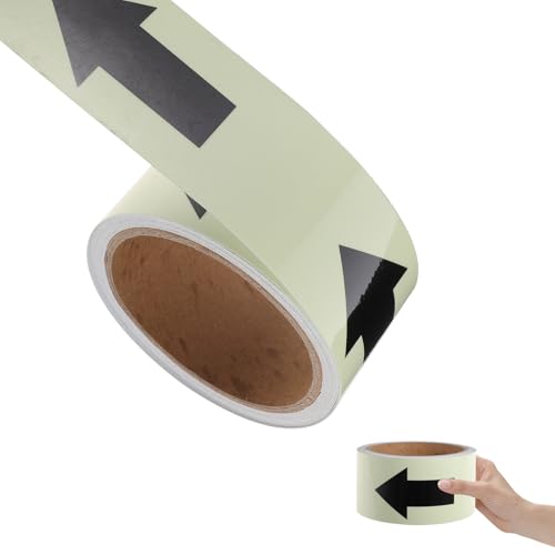 SHINEOFI Cinta Luminosa PVC 5 CM X 5 M para Interior y Exterior Cinta Guía de Direcciones Fotoluminiscente Naranja Alta Visibilidad para Señalización Industrial y Seguridad