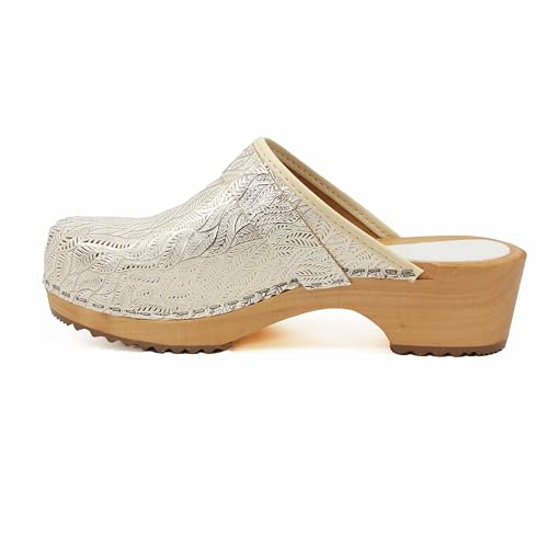 Image of Bjork Maja Wood Open Back Leather Clogs