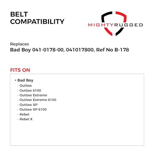 Image of 041-0178-00 Deck Belt Replacement for Bad Boy, Length 181 inch, Heavy-Duty, Durable, Aramid Cord Belt Replaces 041017800 for Bad Boy Outlaw XP, Outlaw Extreme 6100, Rebel X, Rogue 61 inch Riders