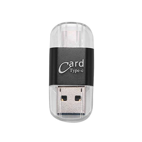 Asyduey Lector De Tarjetas Aluminio USB Type C OTG Adaptador De Lector De Tarjeta De Memoria Externa Micro-SD/TF para Computadora Teléfono Móvil (Negro)