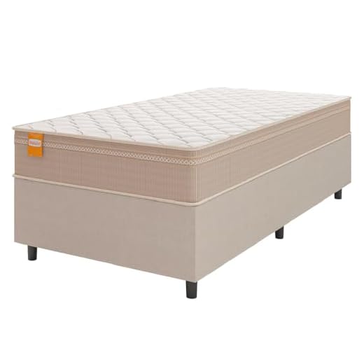 Cama Box Solteiro Inducol Bege e Branco
