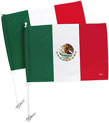 Banderas De México Para Carros Bandera Mexicana para Coche Bandera del Día de la Independencia 2 piezas Mexicanas Decoracion Ventana Clip Capucha Regalo Vehículo Camión Motocicleta Soporte Accesorios