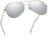WearMe Pro - Premium Classic Fashion Design Polarized Lens Aviator Sunglasses (Silver Frame / Mirror Silver Lens, 52)