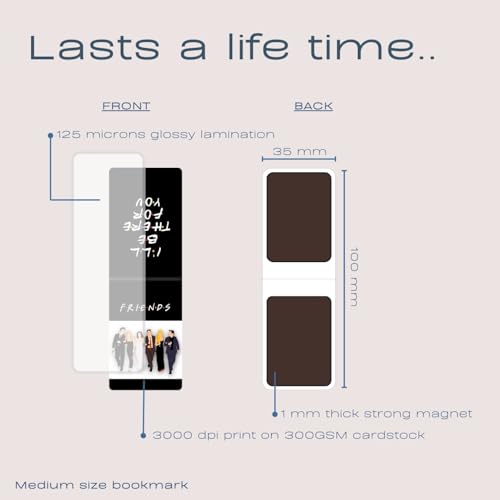 Image of Dia & Tia - Elegant & Durable Friends TV Show Themed Magnetic Bookmarks Set - Best Gift for Book Lovers, Students (Friends TV Show, Medium - 3.5x11 cm)