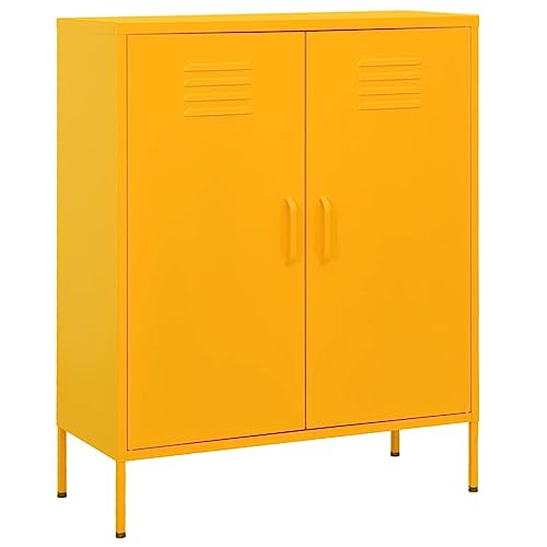 vidaXL Armario de Almacenamiento Aparador Librería Alacena Estantería Organizador Muebles Hogar Estable Acero Amarillo Mostaza 80x35x101,5 cm