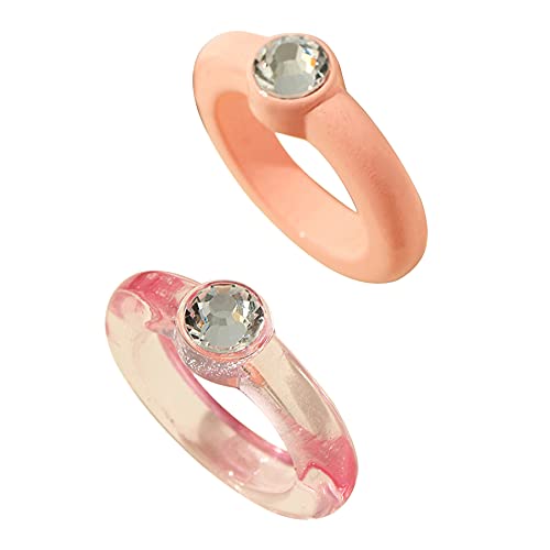 Bigsweety Chunky Rétro Résine Acrylique Anneau En Plastique Anneaux Mignon Coloré Bonbons Anneau Bague Bijoux Transparent À La Main À La Mode Anneaux pour Femmes Filles Enfants Cover